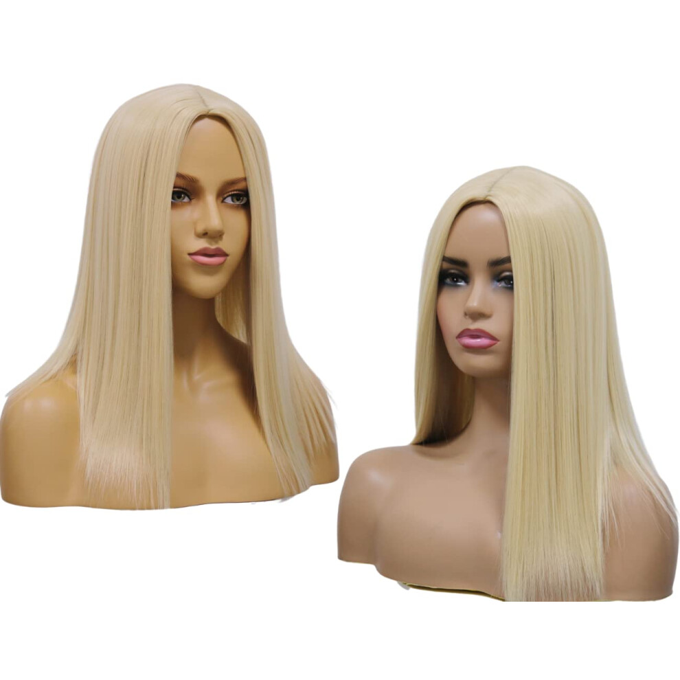 Unisex 613 Blonde Short Bob Wig With Middle Part, Heat Resistant Synthetic Hair, Natural Scalp Design