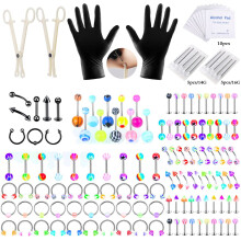 118PCS Body Piercing Kit with Needles Clamps Stainless Steel Jewelry for Multiple Piercings