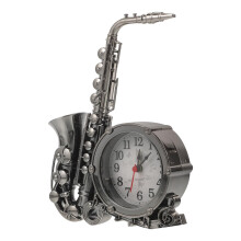 Vintage Table Clock Saxophone Design with Roman Numerals Retro Decorative Desk Clock for Music Lovers