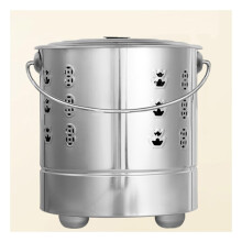 Stainless Steel Burn Barrel Smokeless Incinerator with Lid Handle and Tripod Feet for Garden Waste 29cm Silver