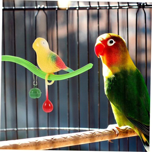 Training Perch Stand with Simulated Bird Toy for Parakeets Macaws Interactive Exercise 2