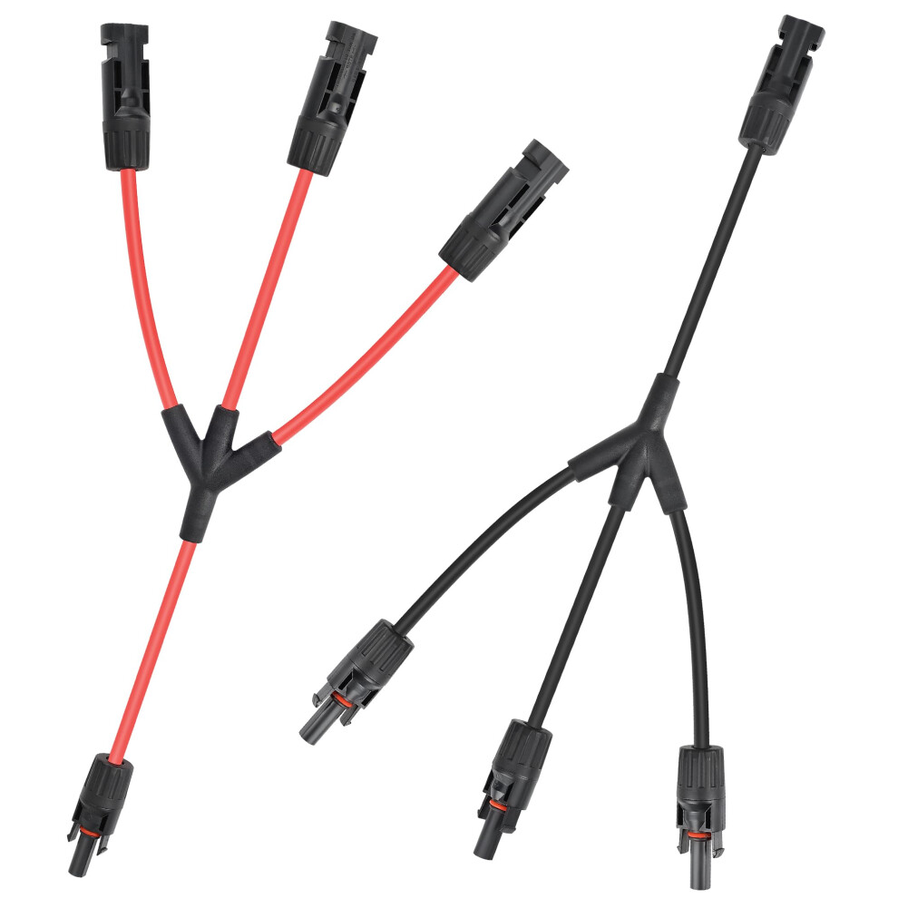 Mc4 Solar Connector Y Branch 1 To 3 Adapter Waterproof Parallel For Solar Panels 30A Red Black 9164114029348