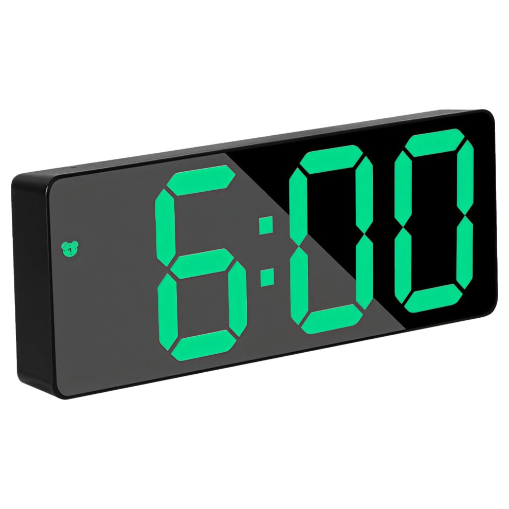 LED Digital Alarm Clock with Large Display Mirror Surface for Bedroom and Office