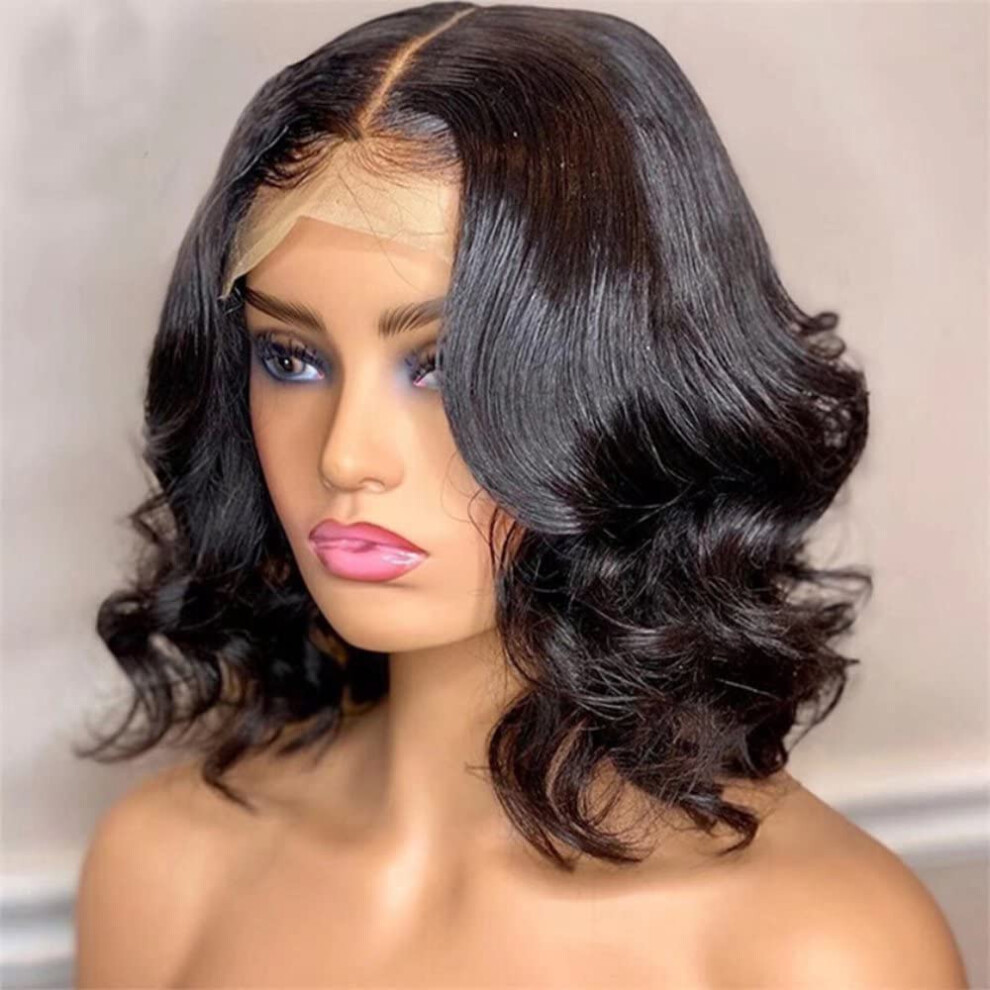 Short Wavy HD Lace Front Wig 13x6 Brazilian Human Hair Bob Glueless PrePlucked 150% Density