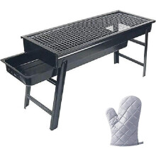 Portable Charcoal Grill Foldable Stainless Steel BBQ for Camping Backyard Cooking 3 to 5 People