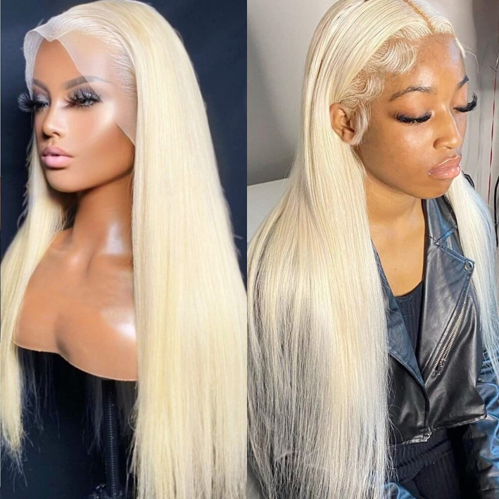 Blonde Lace Front Wig Long Straight 13x4x1 T Part Heat Resistant Synthetic Hair with Natural Hairline