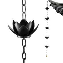 Rain Chains for Gutters Lotus Style Metal Decorative Chain for Outdoor Zen Garden Landscaping