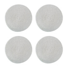 Round Placemats Set of 4, Cotton Woven Placemat Heat-Resistant Non-Slip Washable Table Mats for Dining Table 14 Inch,Silver