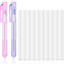 12 Pack Retractable Mechanical Eraser Pens, 2 Pen Erasers with 10 Replacement Eraser Refills for School Home Office A