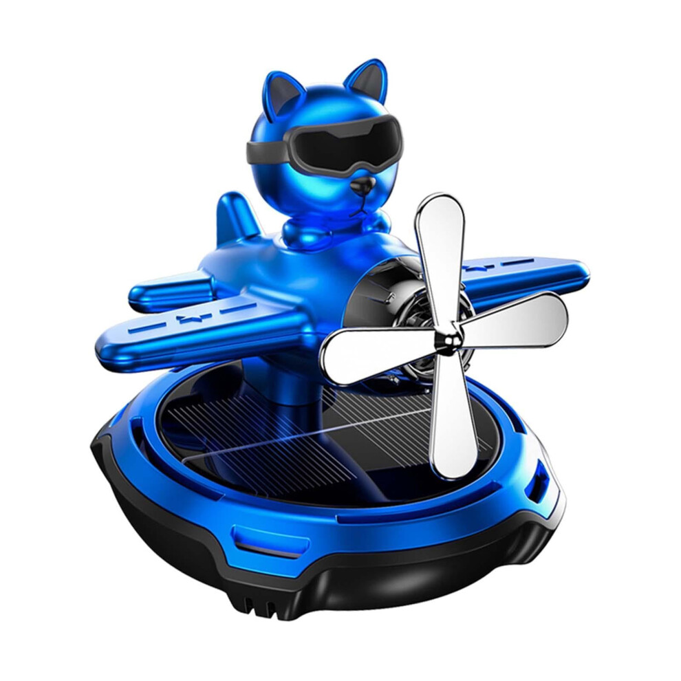 Car Air Freshener Solar Powered Rotating Aircraft Model Diffuser Dog Ornament For Car Interior Blue 9164114066862