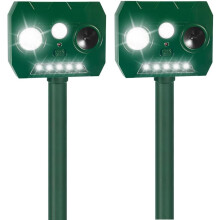 2 Pack Solar Ultrasonic Animal Repeller Outdoor Deer and Cat Repellent, Waterproof Motion Sensor Pest Deterrent for Yard and Garden