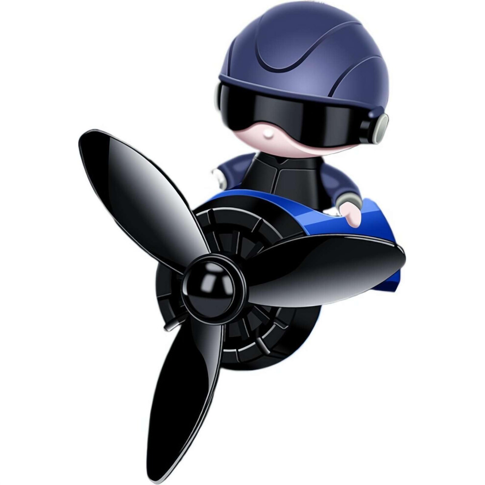 Cartoon Pilot Car Vent Air Freshener With Rotating Propeller, 360 Scent Diffusion, Blue 9099447427588