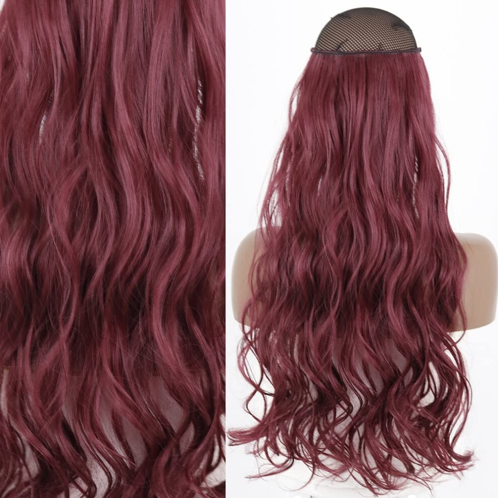 Unisex Black Invisible Wire Halo Hair Extensions 22 Inches Straight Synthetic Natural Blonde Seamless Blend