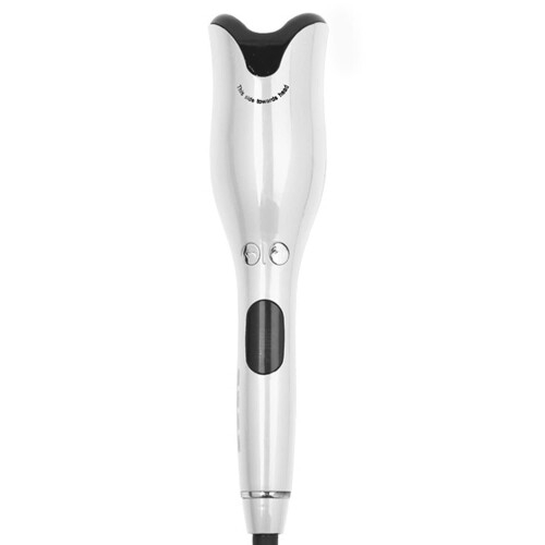 Automatic Hair Curler with Auto Rotating Barrel, AntiTangle Beach Wave Curling Iron, White