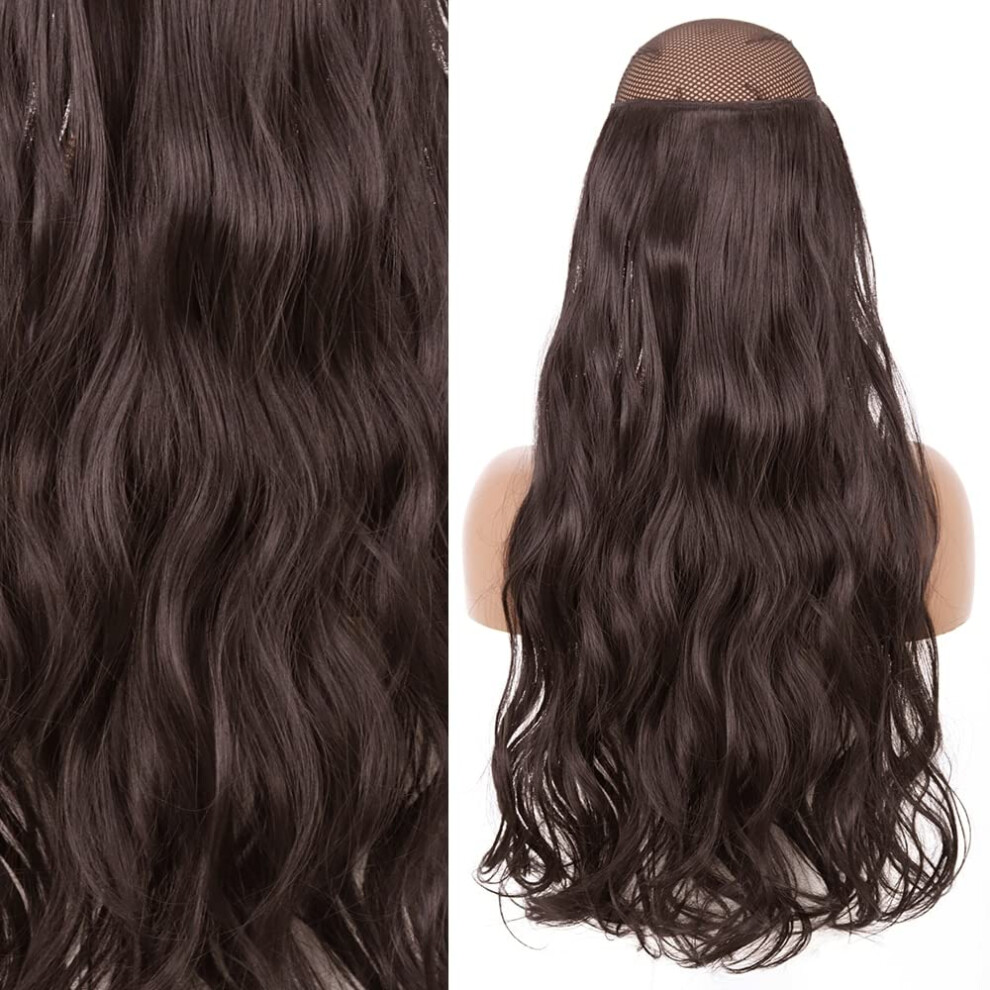 Unisex Black Hair Extensions With Clip In Bangs, Invisible Wire Halo, 22' Synthetic Straight Blonde