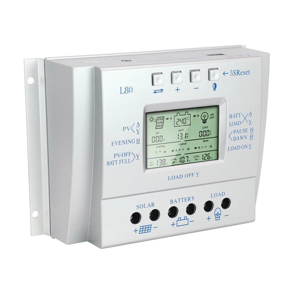 80A Mppt Solar Charge Controller 12V 24V Auto With Lcd Usb Fast Charging For Rv Boat Off Grid System 9164114033420