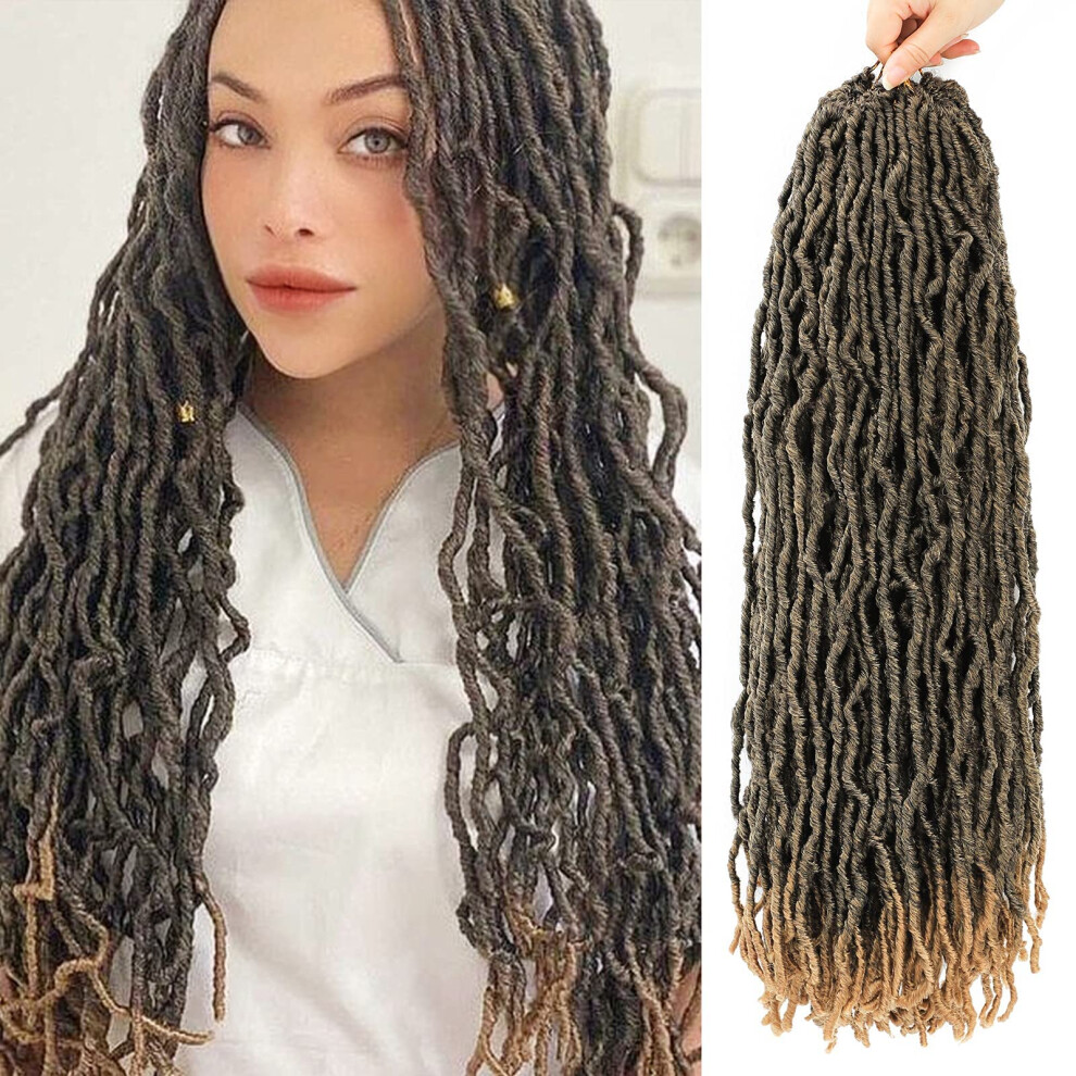 24 Inch Faux Locs Crochet Braids Hair Extensions, Curly Ocean Wave Synthetic Dreadlocks for Women