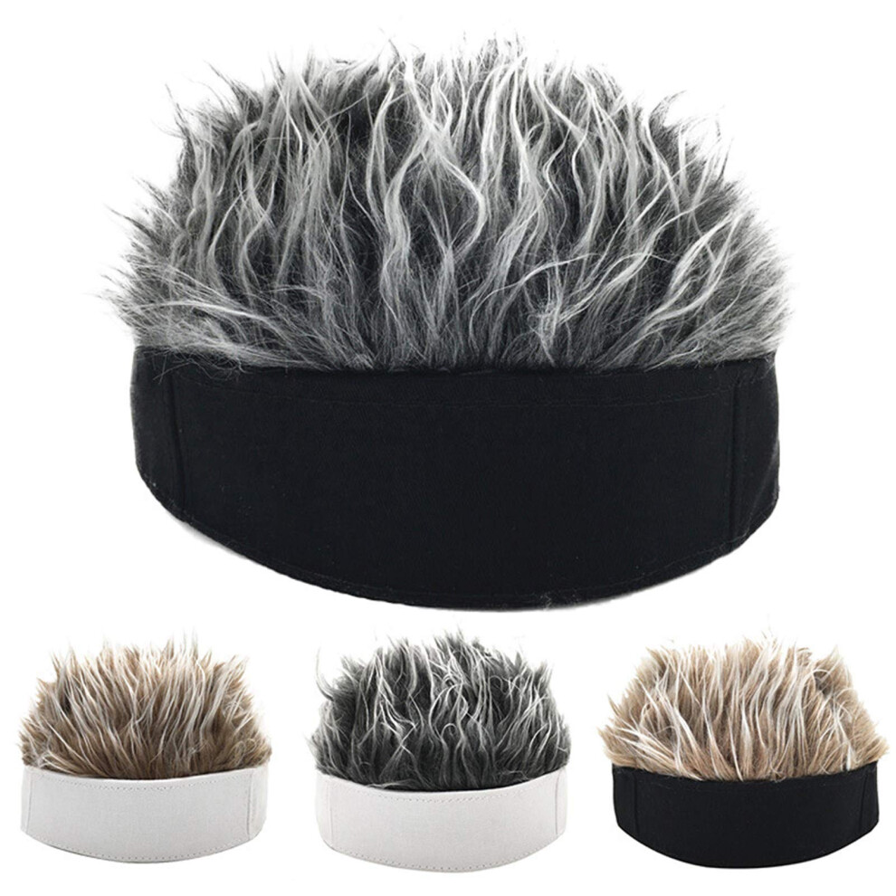 Unisex Black,Brown Short Headband Wig With Hat Lace Front Black And Coffee Synthetic Cosplay Hairpiece