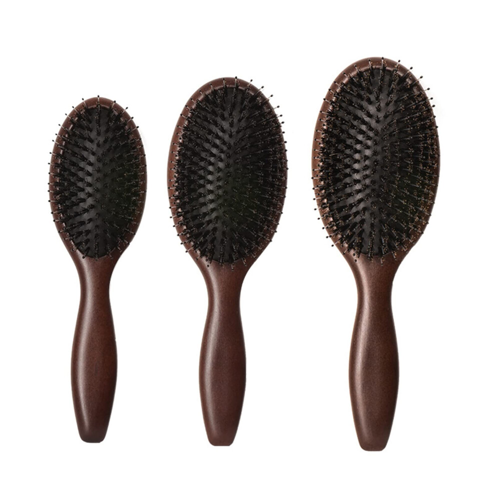 Hair Detangling Brush with Wooden Handle for Wet and Dry Hair, Gentle Styling and Scalp Massage