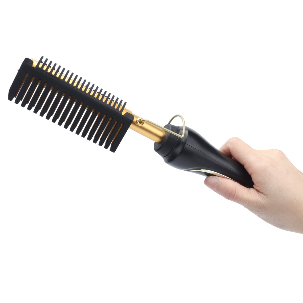 Hair Straightening Comb with Fast Heating, Adjustable Temperature, Dual Voltage, Foldable Design