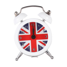Mini Desktop Alarm Clock Silent Bedside Wake Up for Students Home Dorm White