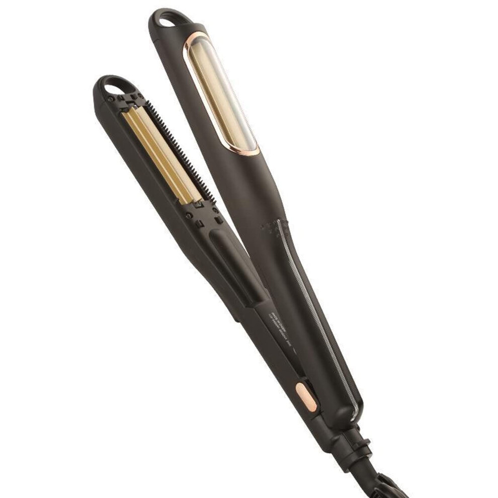 2 in 1 Mini Hair Straightener and Curling Iron with Ceramic Tourmaline, Dual Voltage, Negative Ion