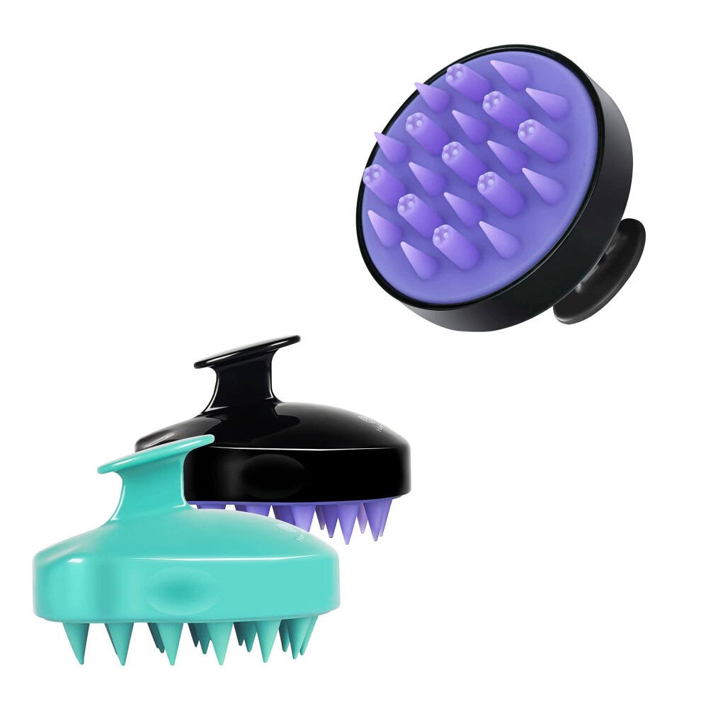 2Pack Silicone Scalp Massager Shampoo Brush with Ergonomic Grip and DualBristle Design