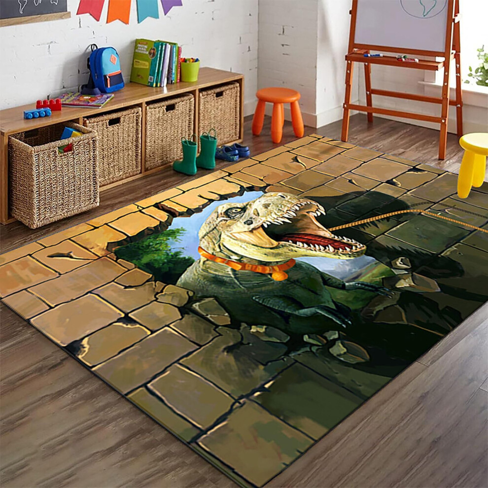 Dinosaur Rug for Kids Room, Soft NonSlip Washable Carpet for Playroom or Bedroom, 2x3/4x6 ft