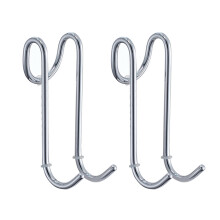 Double-Sided Stainless Steel Shower Hooks, Easy Installation Without Drilling for Framed & Frameless Glass Doors, Silvery (2PCS)