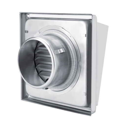 Grelha de ventilação externa de 4 polegadas com venezianas, em aço inoxidável, para exaustores de banheiro e ventiladores de cozinha, com aba 1