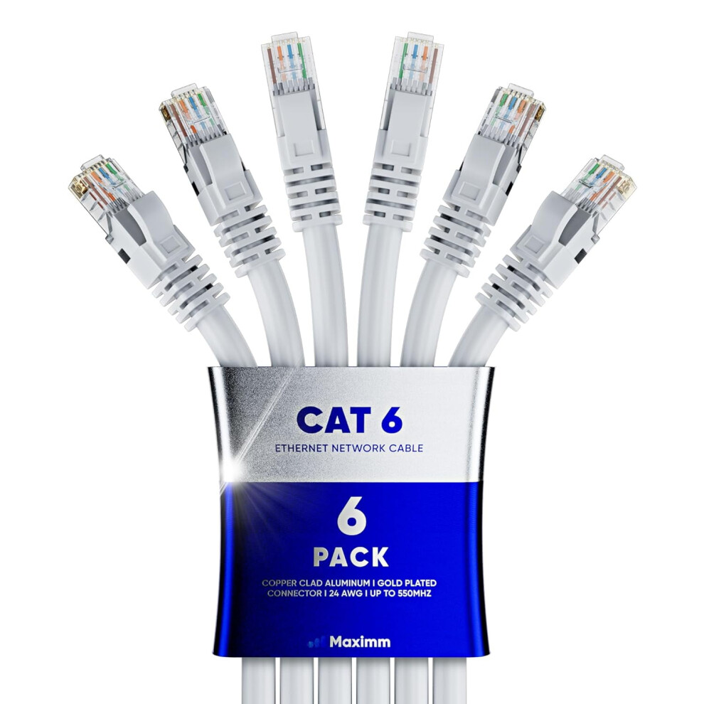 Cat 6 Ethernet Cable 5 Ft, (6-Pack) Cat6 Cable, Lan Cable, Internet Cable, Patch Cable And Network Cable - Utp Gold 9482828527586