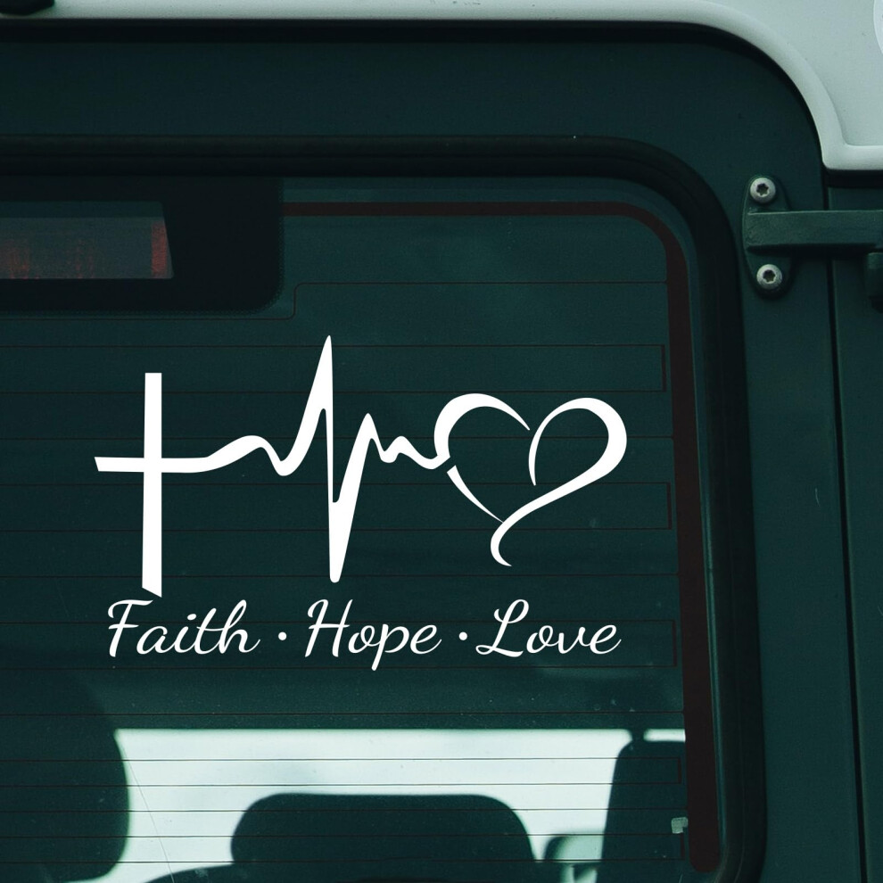 2 Pack Cross Heart Vinyl Car Decals With Hope Love Faith Text For Windows, Laptops, Bottles 9099447431226