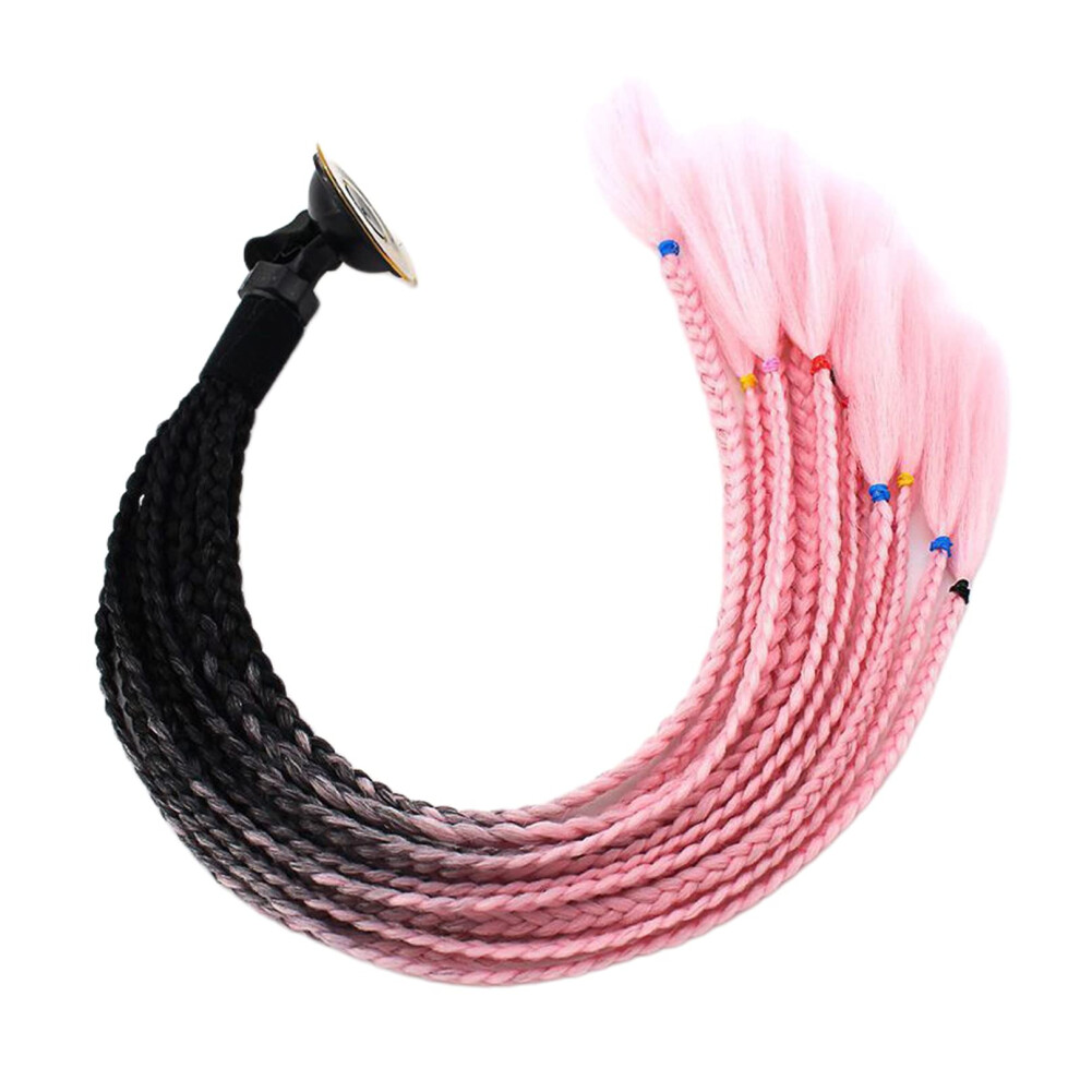 Unisex Pink,Black Helmet Pigtails Black Pink Gradient Braids With Suction Cup For Motorcycle Helmet Hair Styling