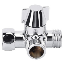 Shower and Toilet Bidet Brass 3 Way Water Diverter T Adapter with Ceramic Valve G1/2 Thread 1 Pack