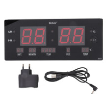 Digital Wall Clock with Big LED Display Countdown Timer Adjustable Height Auto DST Modern Night Light Auto Brightness for Diverse Environments