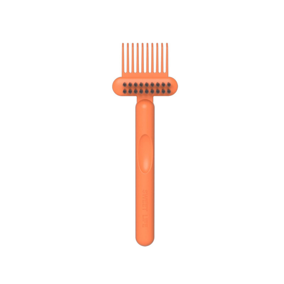 Orange Comb Cleaning Brush With Dense Bristles And Ergonomic Grip For Hair Combs And Styling Tools