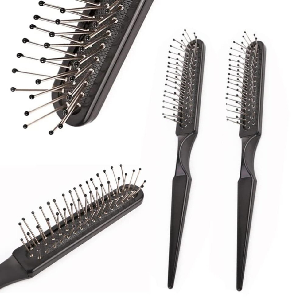 Unisex 2 Pcs Stainless Steel Wig Brush And Wide Tooth Comb For Gentle Detangling Hair Extensions