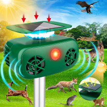 Solar Animal Repeller with Motion Sensor, 2025 Ultrasonic Cat and Dog Deterrent for Garden