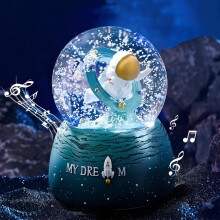 Astronaut Snow Globe with Music and Color Lights, Automatic Snowfall Effect, Battery Powered for Kids Teens 512