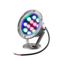 RGB Pond Light 360 Rotatable Stainless Steel Submersible LED for Pool Aquarium Fountain 12W AC12V