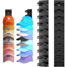 2 Pack Black Hat Organizer for Closet or Wall – Baseball Cap Rack Holds 20 Hats for Storage
