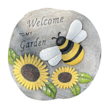 Garden Stepping Stone with Bee and Sunflower Design, Weatherproof Resin for Patio and Yard Decor