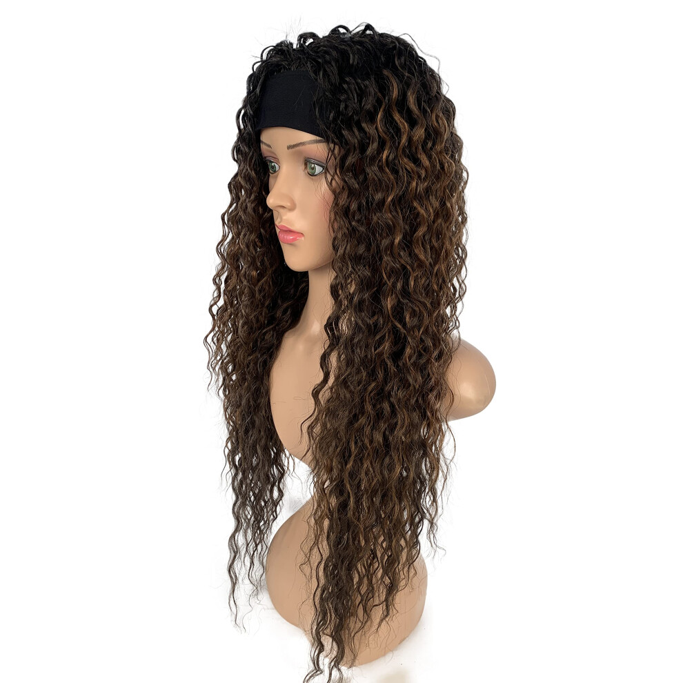 Headband Wig 30 Inch Long Loose Curly Heat Resistant Synthetic Fiber for Versatile Styling