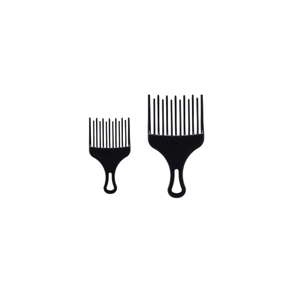 Unisex Black Afro Pick Comb Set With Wide Tooth Design For Detangling Curly Hair And Root Lift Styling