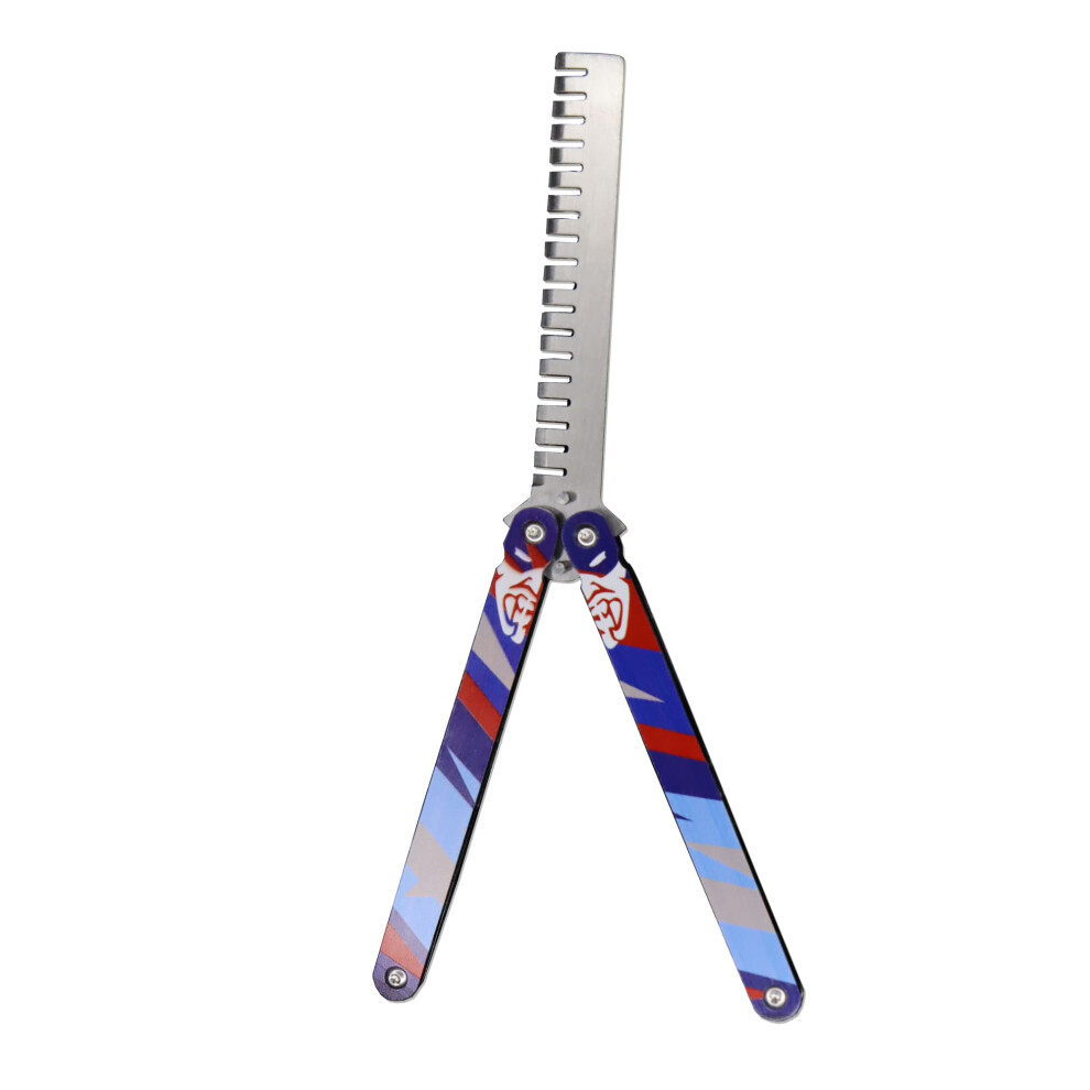 Butterfly Trainer Comb Metal Balisong Comb Dual Purpose Beginner Friendly Game Replica Blue