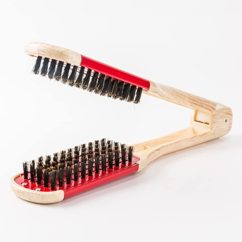 Unisex Red Double Sided Hair Straightening Comb With Vshaped Bristles For Home And Salon Use,