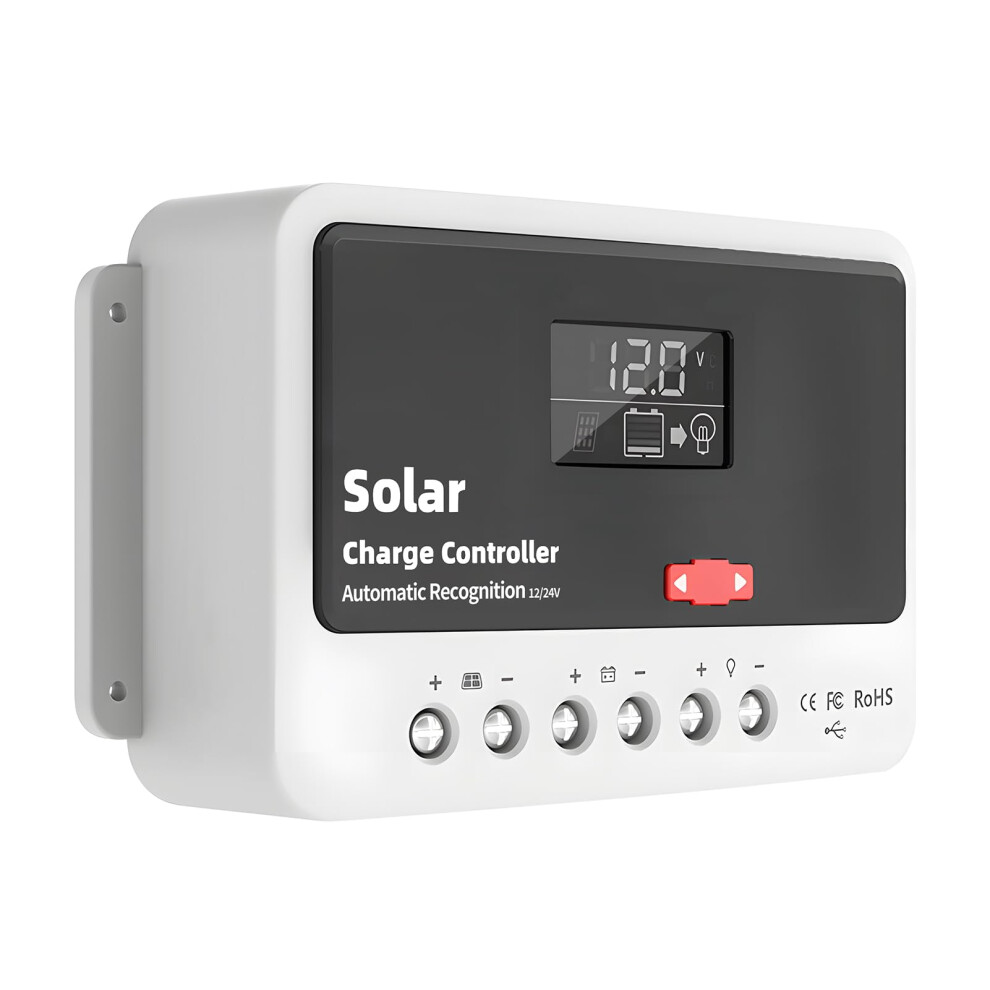 Solar Charge Controller 10A 12V 24V 48V Pwm With Automatic Voltage Detection Lcd Display Dual Usb Ports 9164114040992