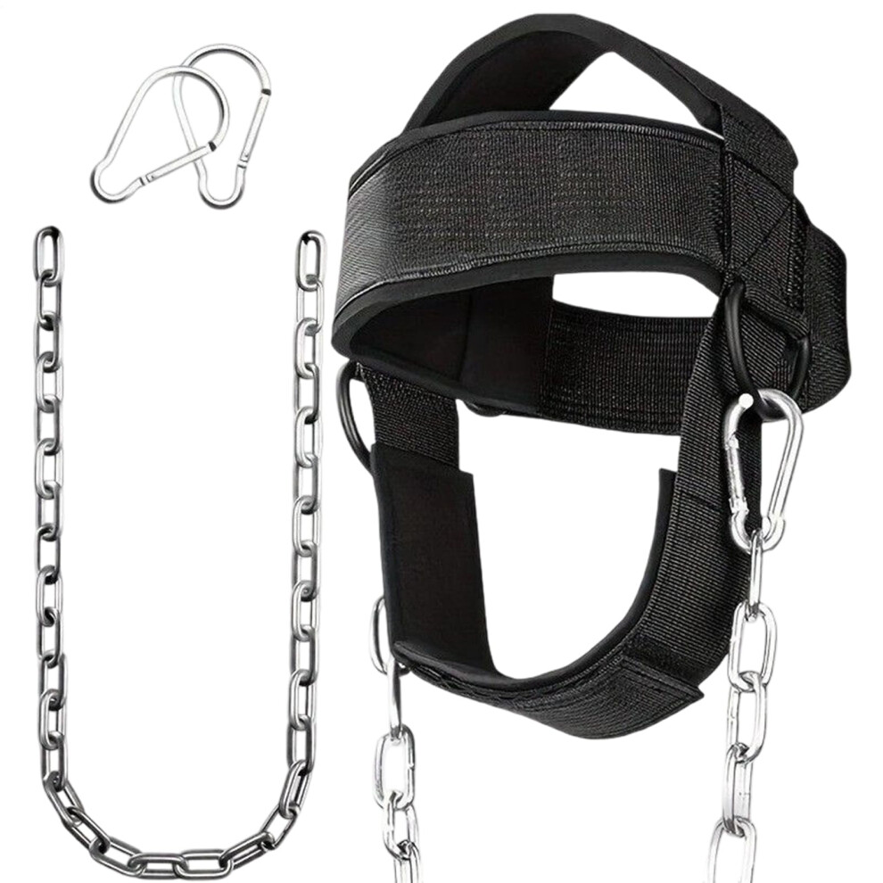 Neck Traction Device with Adjustable Head Chin Straps for Upper Back Stretching and Strength Training