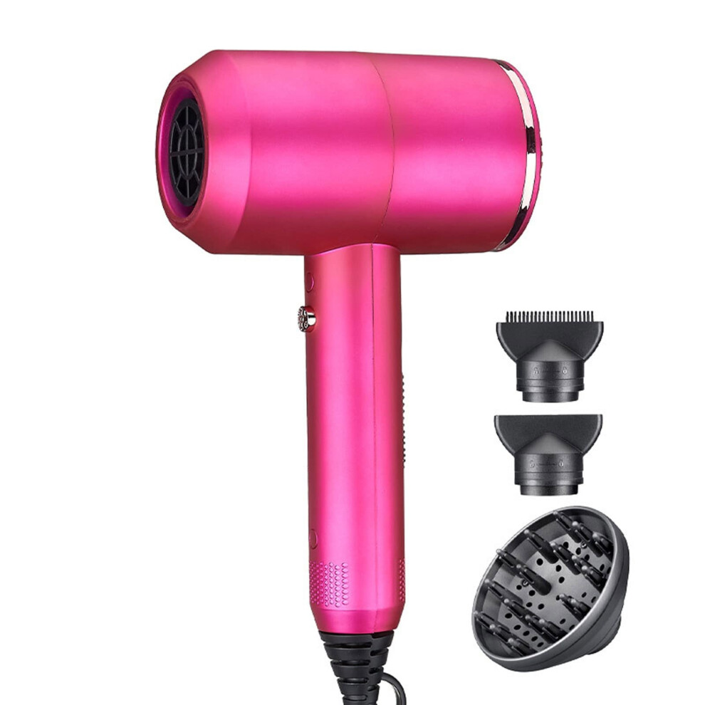 Pink Professional Ionic Hair Dryer With Diffuser, Fast Drying 1800W Lightweight Blow Dryer For Curly Hair