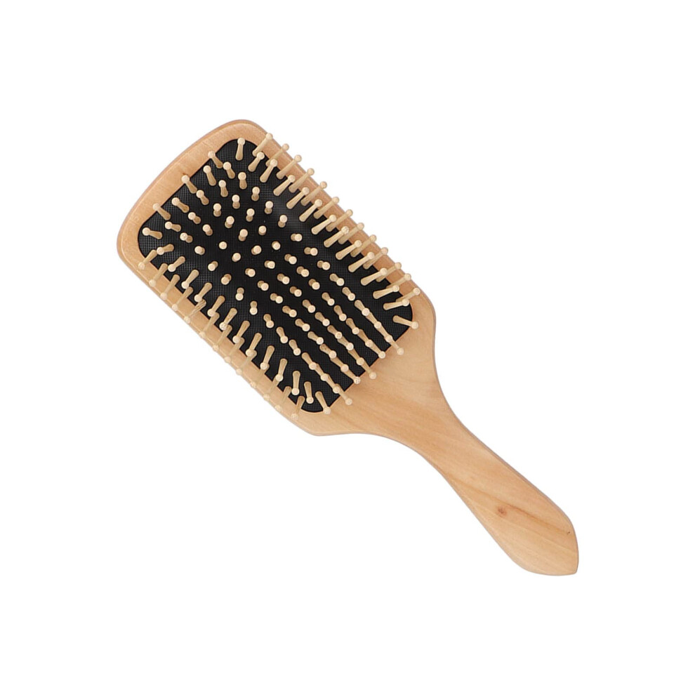 Detangler Brush with Wooden Handle, Silicone Bristles for Wet or Dry Hair, Gentle Knot Removal